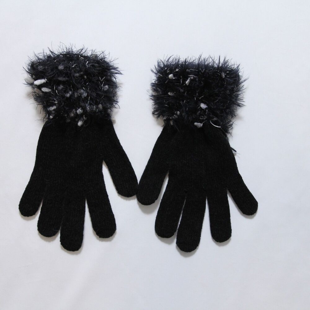 Gloves Black w/White Flecks Stretchy Jaclyn Smith Collection Women One Size